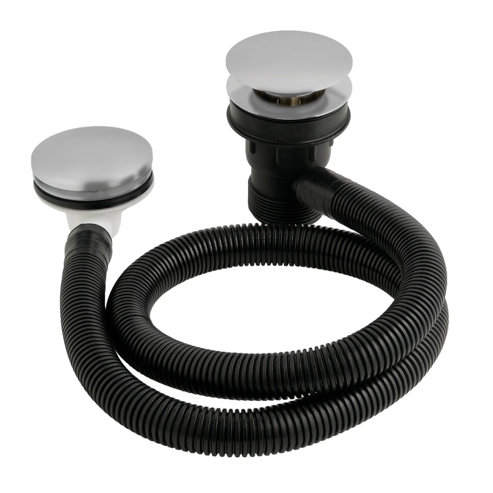 BC Designs Brushed Chrome Concealed Click Clack Bath Waste & Overflow Cut Out